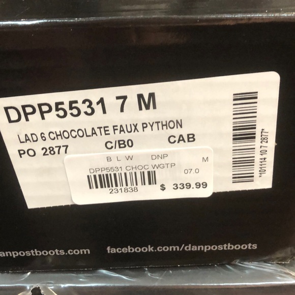 Dan Post ladies 6’ Faux chocolate python NWT - Picture 5 of 6